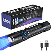 DARKDAWN UV Flashlight 365nm Light Mini USB Rechargeable Ultraviolet LED Blacklight Woods Lamp Po...