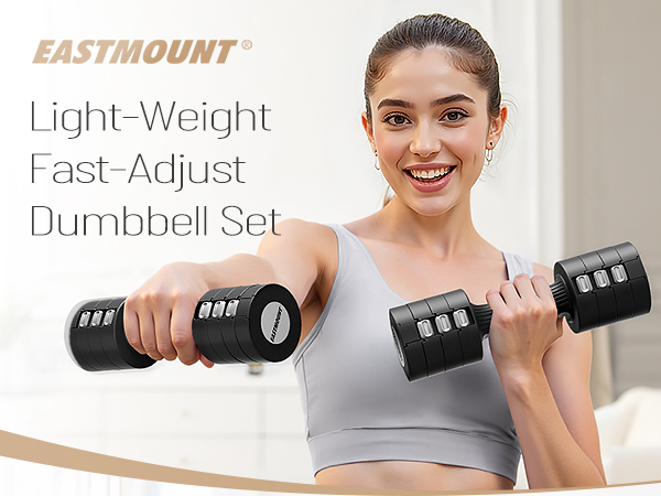 EAST MOUNT Adjustable Dumbbells 5 lb Dumbbells Set of 2 / Free Weights Women Hand Weights