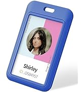 Uniclife 3 Pack Sliding ID Badge Holder Vertical Hard Plastic Case with Clear Window Blue Card Pr...