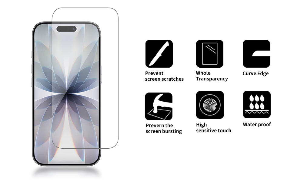 Glass Screen Protector iPhone 17 6.3 inch 2025 [9H Hardness]-HD Screen Tempered Glass