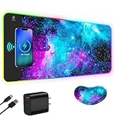 ToLuLu Wireless Charging RGB Gaming Mouse Pad, 15W LED Mouse Mat with 30W Charger, 14 Light Modes...