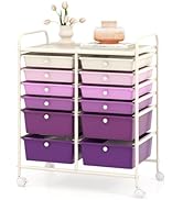 ARLIME 12-Drawer Rolling Storage Cart, 12 Drawer Organizer Trolley, Scrapbook Paper Organizer, Su...