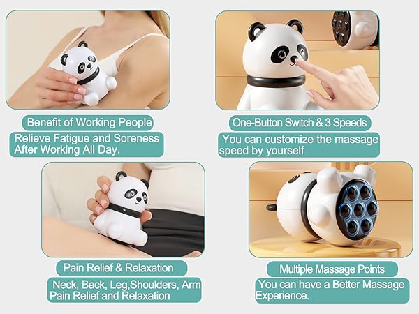 Mini Panda Massager Mini Handheld Massager Small Handheld Massager Panda Gifts