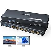 MT-VIKI 8K@60Hz HDMI KVM Switch 2 Monitors 2 Computers, 4K@144Hz Dual KVM Switch HDMI with 4 USB ...