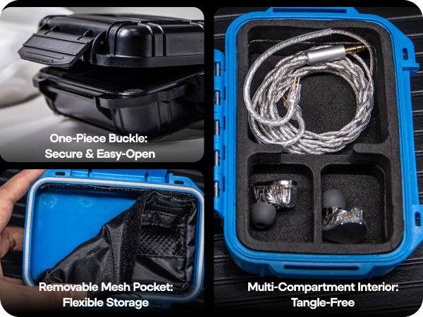 Linsoul Kiwi Ears SONICAP Waterproof Earbud Case,Hard Protective IEM Storage Box with EVA Lining