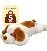 HAIJUNYA 32inch 5Lbs Dog Weighted Stuffed Animals, Brown Dog Weighted Pillow Plush Toy, Cute Gian...