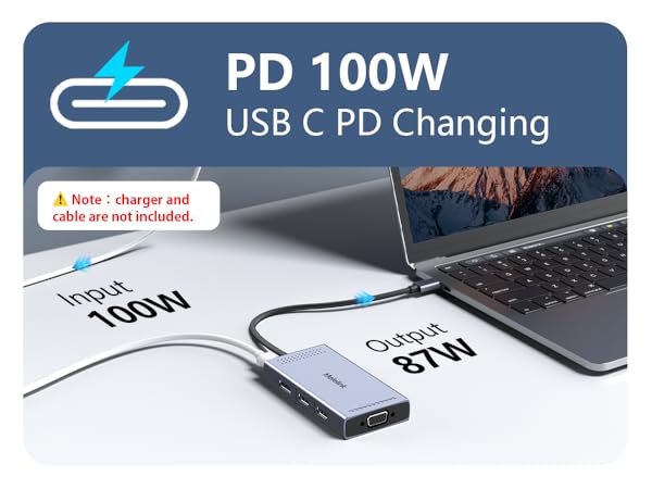 docking station power delivery usb c hub 100W PD usbc hub 4 monitor 3 monitor displayport