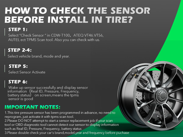 HOW TO CHECK THE SENSORBEFORE INSTALL IN TIRE?