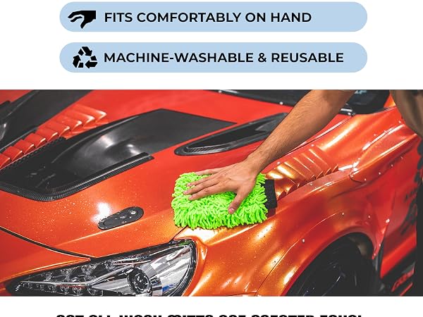 chenille knobby wash mitts for car washing