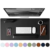 Leather Desk Pad Protector, Mouse Pad, Non-Slip Computer Mat for Desk, PU Leather Office Desk Mat...