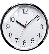 Plumeet Silent Wall Clock - 10" Non Ticking Quartz Black Wall Clocks - Simple Design Wall Clocks ...