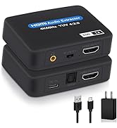 HDMI Audio Extractor, 4K@60Hz HDMI to HDMI + Optical Toslink SPDIF + 3.5mm Audio Output, HDMI Aud...