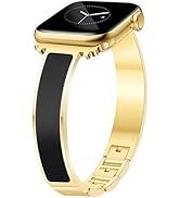Newlibery Gold Slim Watch Bands for Women Compatible with Apple Watch 38mm 40mm 41mm 42mm (S10/11...