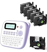 EazeID D210S Label Maker Machine with 6PK Black Tapes Waterproof, Portable Labeler with Keyboard ...