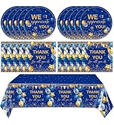 41Pcs Blue Gold Thank You Decorations Thank You for All You Do Tableware Disposable Paper Plates ...
