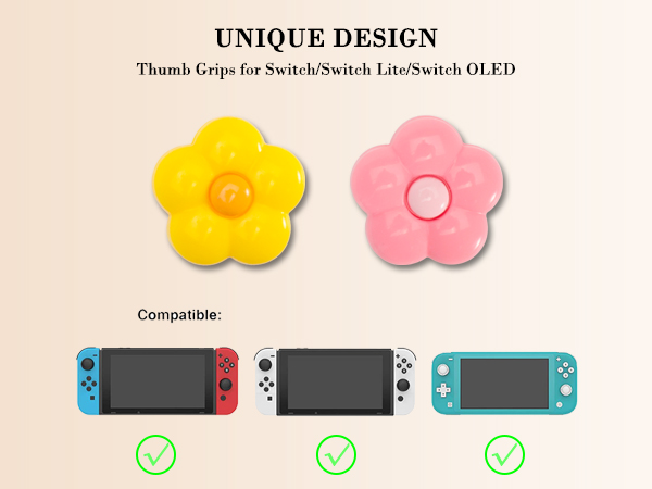 switch thumb grips caps joycon button covers flower yellow pink red purple