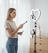 NANBEITONG 13" Heart Ring Light with 74" Tripod Stand, 47 Color Modes, Phone Holder &amp; iPad Holder...