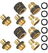 Garden Hose Quick Connect Fittings, Large Flow 3/4" Male and Female Adapter Quick Release Connect...