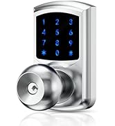 Keyless Entry Door Lock with Code, Keypad Door Lock with Handle, Touchscreen Door Knob with Keypa...