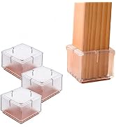 16PCS Transparent Square Chair Leg Wood Floor Protectors Silicone Furniture Chair Legs Caps Cover...