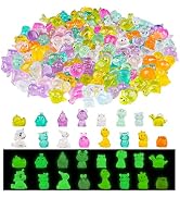 200Pcs Luminous Mini Resin Animals to Hide Tiny Creatures Glow in The Dark for Miniature Fairy Ga...