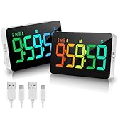 (2 Packs) Rechargeable Timers,Digital Kitchen Timer with 10 Dynamic RGB Color, Magnetic Classroom...