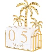 Toddmomy 1 Set Perpetual Calendar Vintage Rustic Wooden Block Calendar Month Date Display Calenda...