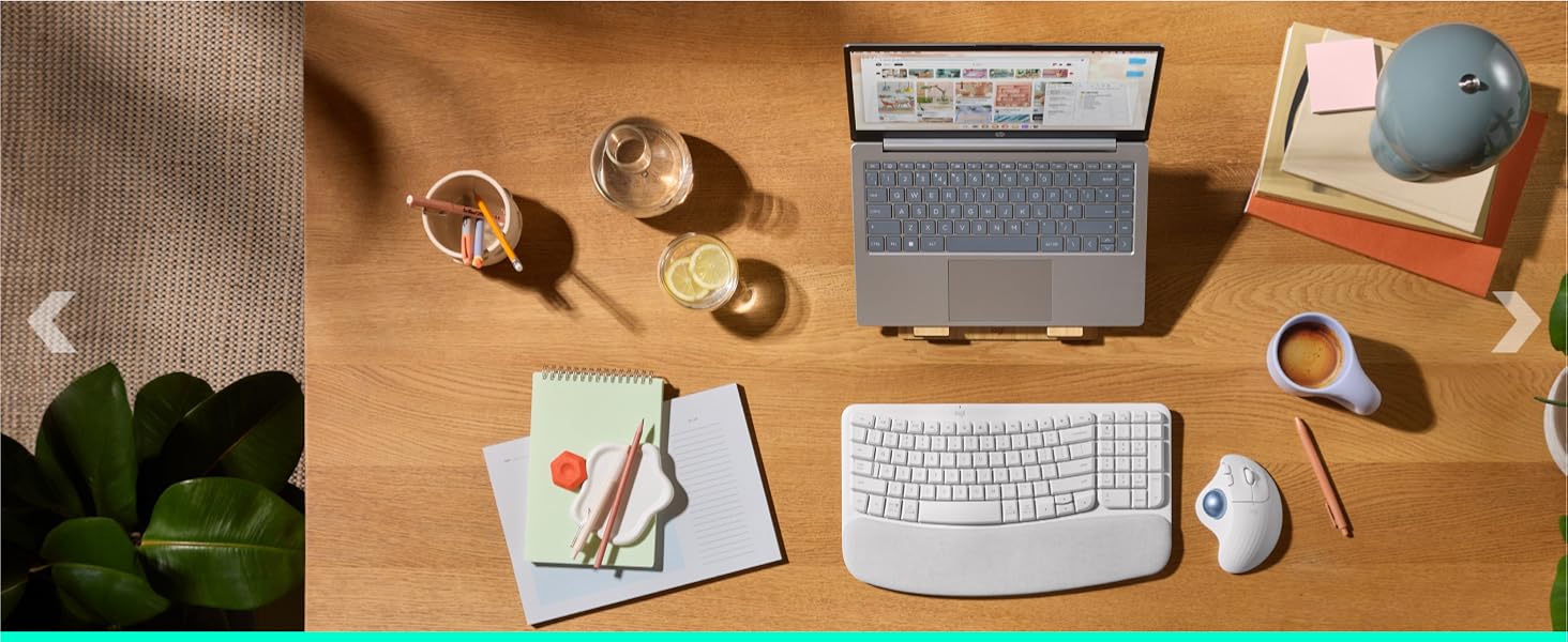 Logitech ERGO M575S Cordless Trackball Ergonomic Mouse and Wave Keys Wireless Keyboard