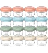 VITEVER [16 Pack] 4 oz Small Containers with Lids, Reusable Plastic Jars for Snack and Puree, Sal...