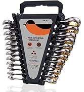 SUZUME 12-Piece Metric Ratcheting Wrench Set (8-19mm) 72T Cr-V 15K+ Cycle Locked Gears Nickel Pla...