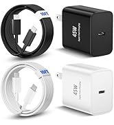 45 W Type-C Super Fast Charger USB C Wall Charging with 2 Pcs 6/10FT Phone Charger Cable Cord Sui...