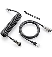 GUNMJO Pro Custom Coiled USB C Cable for Gaming Keyboard, Double-Sleeved Mechanical Keyboard Cabl...