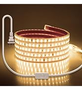 2M LED Strip Lights for Bedroom with Self-Adhesive AC 110V-120V Warm White 3000K Waterproof Outdo...