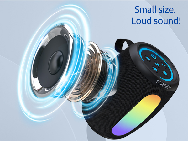 Portable small speaker and loud sound! Clear bass, powerful midrange, hifi teble.