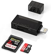 Lightning to SD Card Reader for iPhone/iPad, 2-in-1 Memory Card Adapter with SD/TF Card Reader Ad...