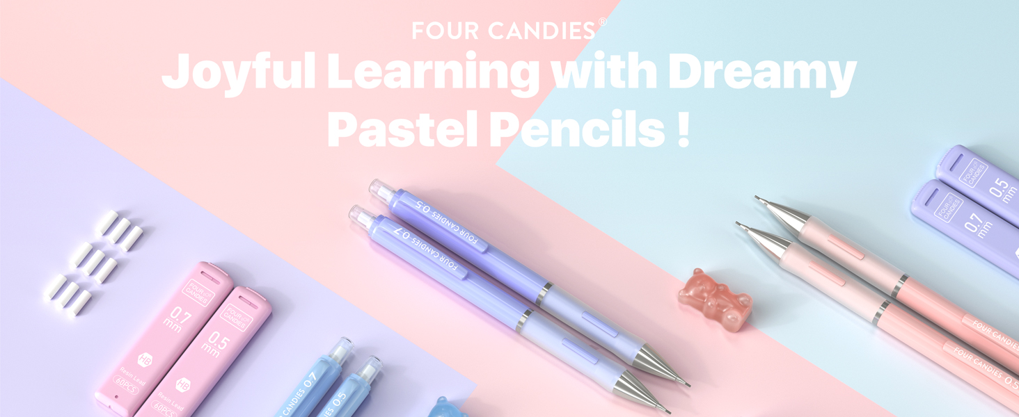 Four Candies Pastel Mechanical Pencils