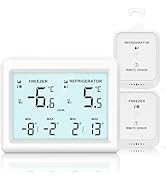 Refrigerator Thermometer with Freezer Alarm - Temracha Wireless Fridge Thermometer with Alert, Ba...