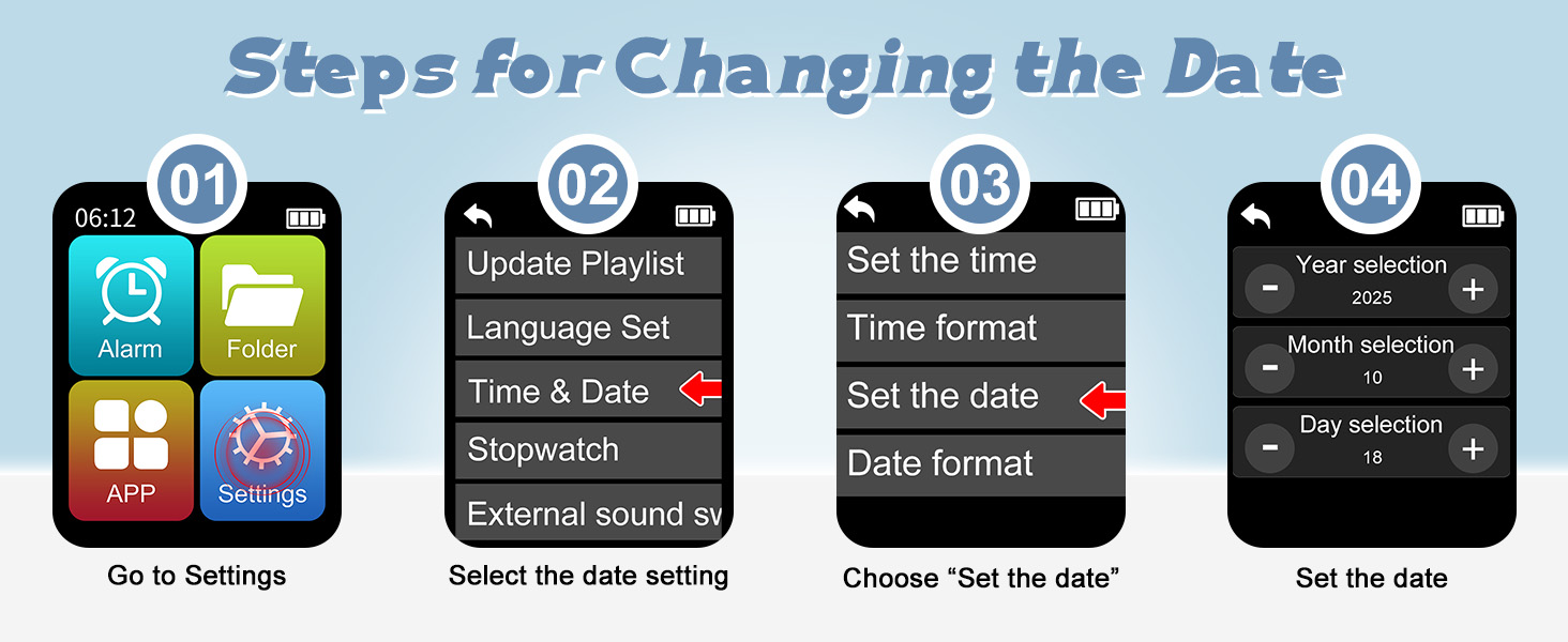 Steps for changing the date
