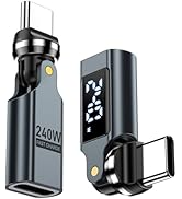 USB C Adapter [2-Pack], PD 240W USB C 90 Degree Adapter with LED Digital Display, 360 &amp; 180 Degre...