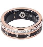 Diamond Smart Ring for Women Men, Ti Steel Roman Numerals Rotatable Health Tracker Ring with Exer...