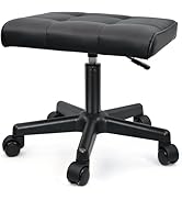 Footrest Under Desk Leg Rest Ottoman Adjustable Height Foot Stool with Wheels Leather Footrest fo...