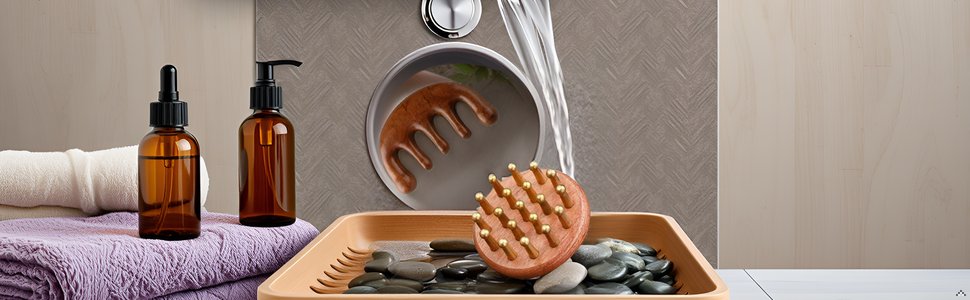 A wooden table with the product resting on a soft cloth.