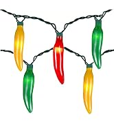 Multicolor Chili Pepper String Lights Plug in, 13.6Ft Outdoor Christmas Decorations Lights with 3...