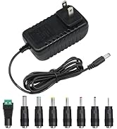 Tugermoola 12V 2A AC Power Supply Adapter Cord with 8 Interchangeable DC Plugs for Security Camer...
