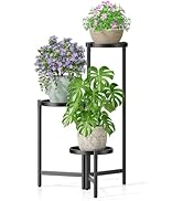 NQW 3 Tier Large Plant Stand Indoor with 7.9 Inch Wide Tray, Tiered Corner Metal Outdoor Flower H...