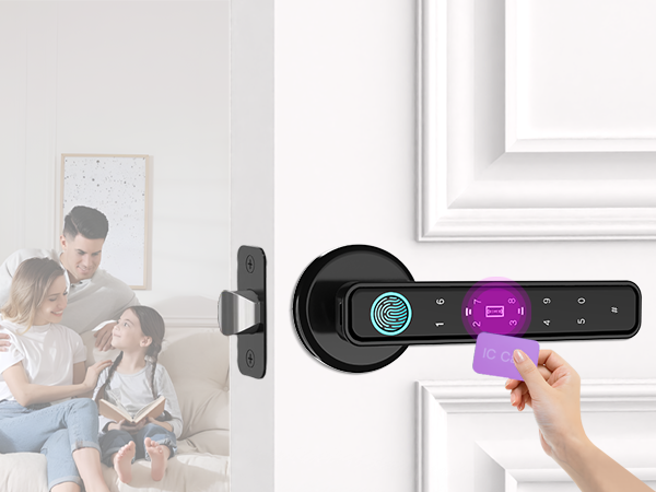 Fingerprint door knob lock that can also be unlocked with an IC card,keypad door lock with handle,