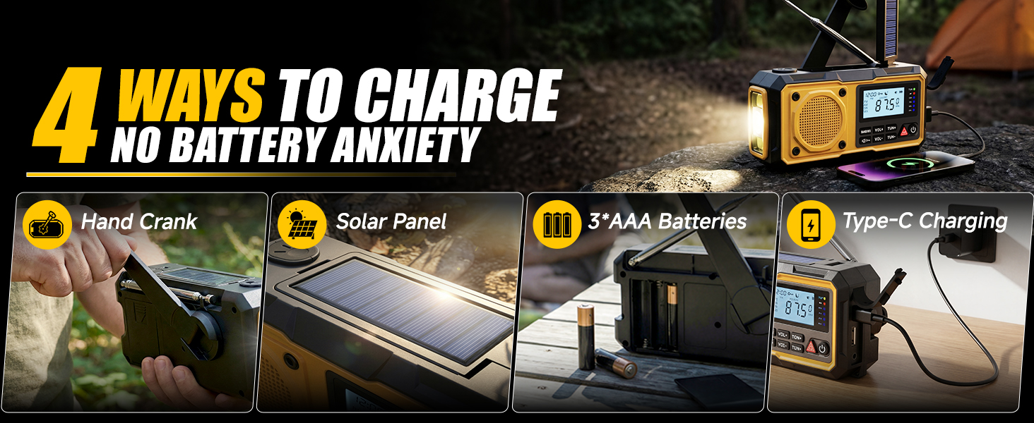 emergency radio; weather radio; hand crank radio; NOAA weather radio; emergency weather radio