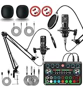 2025 Upgraded Podcast Equipment Bundle for 2, Recording Studio Kit with Dual Condenser Microphone...