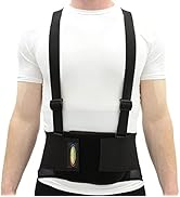 MAXAR Industrial Back Brace for Work, Adjustable Double Pull &amp; Removable Suspenders/Straps, Ideal...