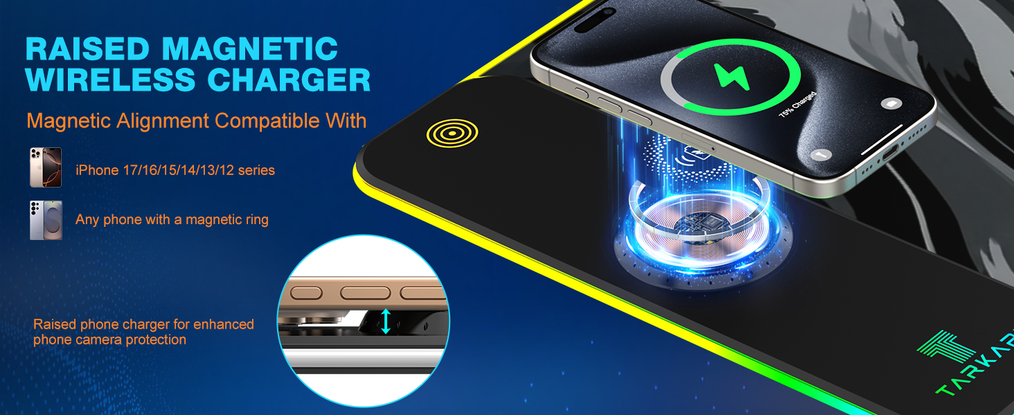 TARKARI Magnetic Wireless Charging RGB Mouse Pad